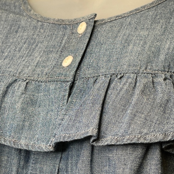 Madewell | Chambray Long Sleeve Ruffled Yoke Bib Cottage Core Prairie Blouse - Picture 10 of 15